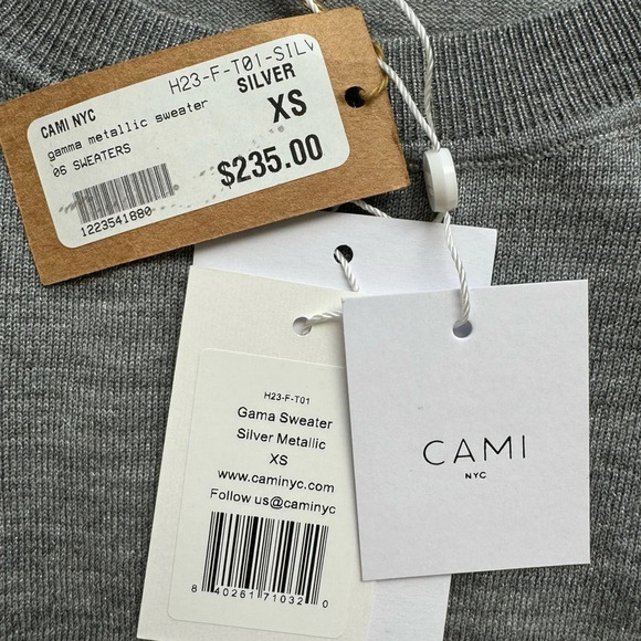 NWT Cami NYC Gama Wool Sweater Silver Metallic Size XS - Picture 8 of 10